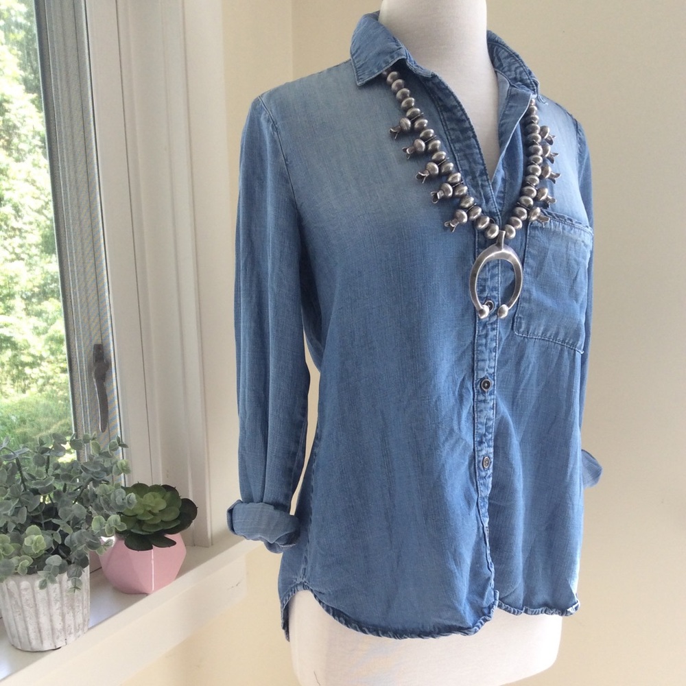 Ombre Denim Button Down- Cloth & Stone - Picture 3 of 6